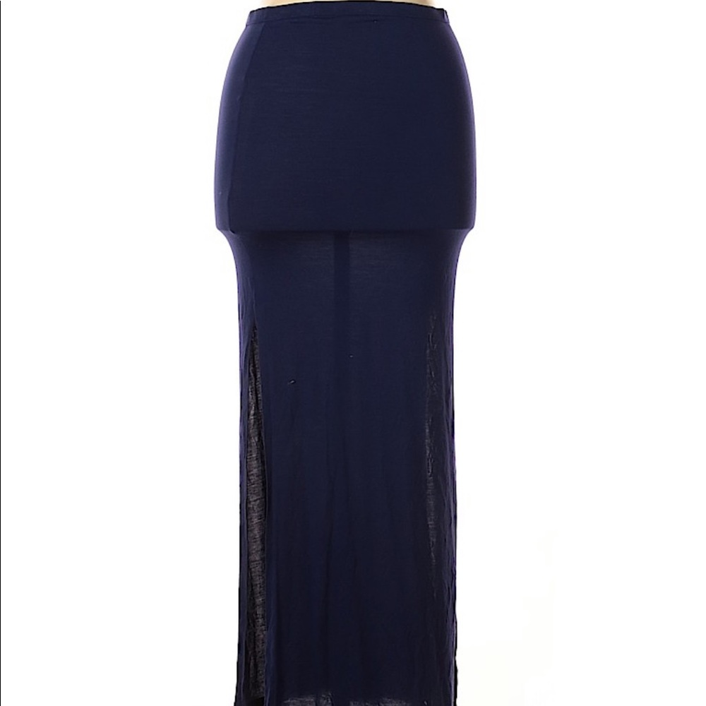 ALLSAINTS navy maxi skirt w/side slits, size 10